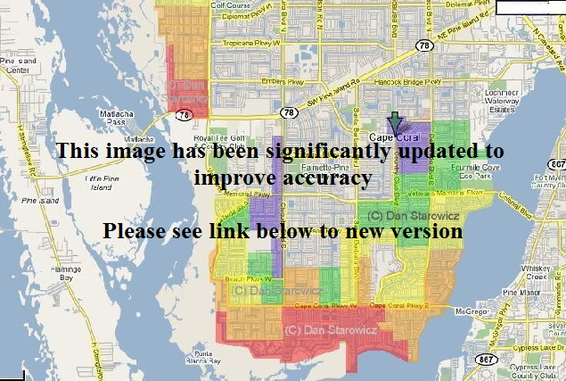 Length of Boating Runs in Cape Coral, Florida courtesy Dan Starowicz, www.TopWaterfrontDeals.com