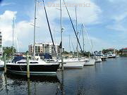 Docked sailboats