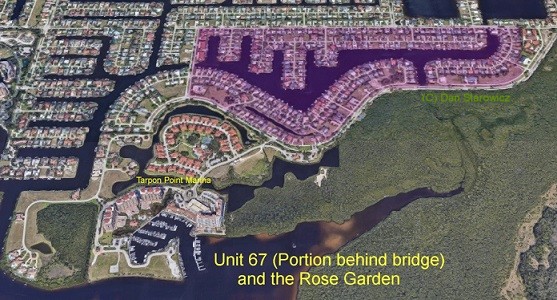 Cape Coral Unit 67 and the Rose Garden behind the bridge gulf access